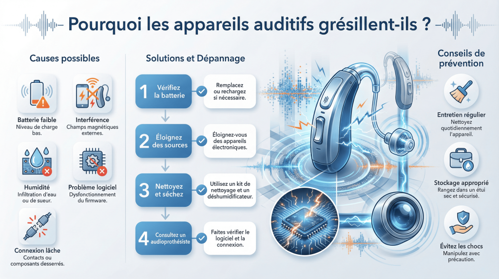 appareils auditifs grésillent